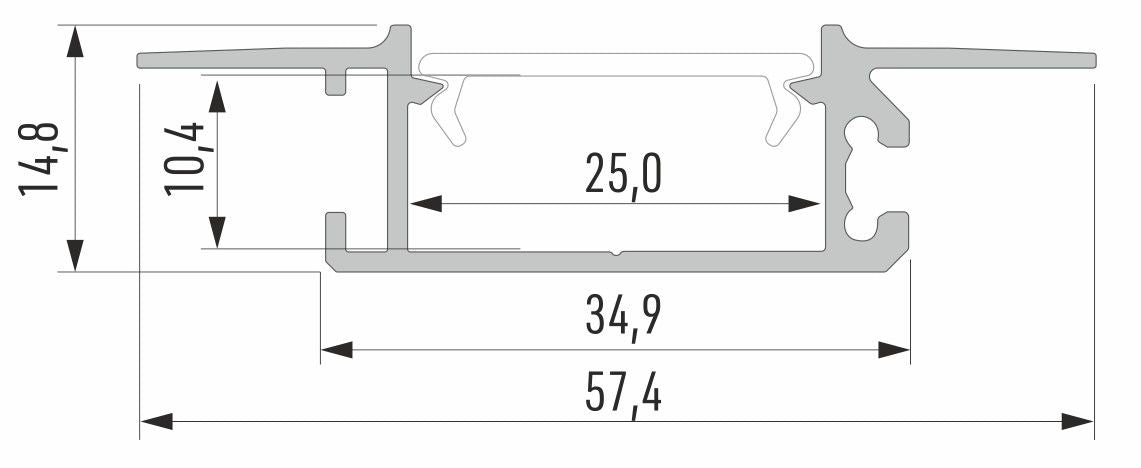 Profilis aliuminis anoduotas LED juostoms įleidžiamas, priglaistomas, ZATI, 2.02m LUMINES