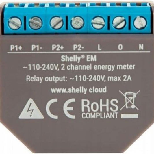 Išmanioji 2 kanalų Wi-Fi elektros sąnaudų stebėjimo relė Shelly EM