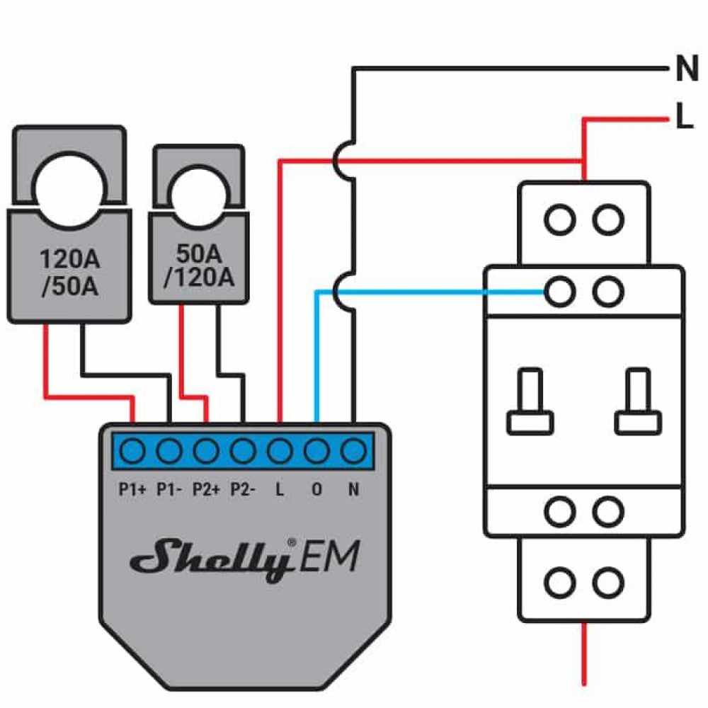 Išmanioji 2 kanalų Wi-Fi elektros sąnaudų stebėjimo relė Shelly EM