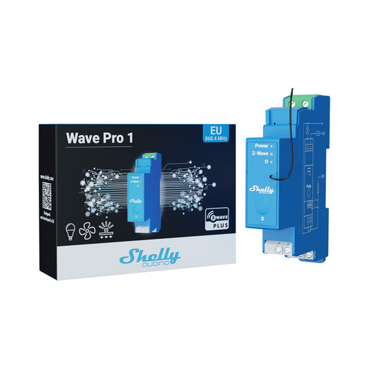 1 kanalo DIN bėgio išmanusis jungiklis su energijos matavimu Shelly Wave PRO 1
