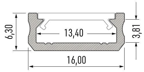 Profilis aliuminis anoduotas LED juostoms paviršinis, D, 2.02m LUMINES