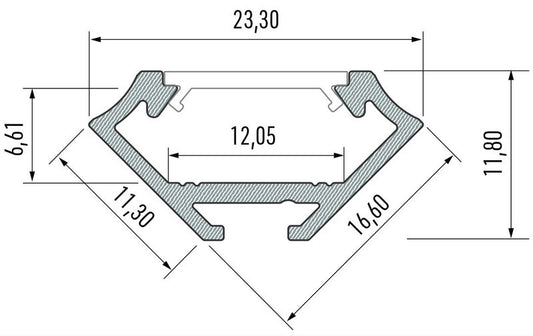 LED profilis, baltas, kampinis, C, 3 metrai, Lumines