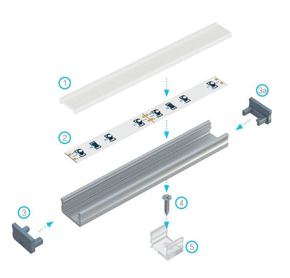 Profilis aliuminis anoduotas LED juostoms paviršinis, A, 1m LUMINES