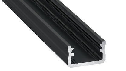 Profilis LED juostoms, aliuminis anoduotas juodas, paviršinis A, 3 metrai, Lumines