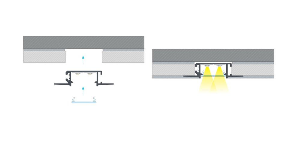 Profilis aliuminis anoduotas LED juostoms įleidžiamas, priglaistomas, ZATI, 2.02m LUMINES