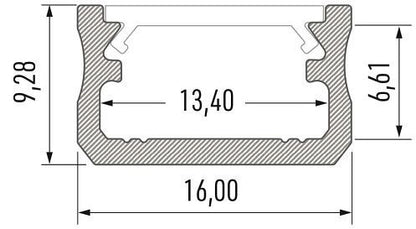 Profilis LED juostoms, aliuminis anoduotas juodas, paviršinis A, 3 metrai, Lumines