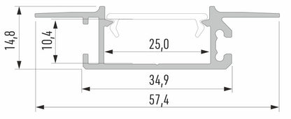 Profilis aliuminis anoduotas LED juostoms įleidžiamas, priglaistomas, ZATI, 2.02m LUMINES